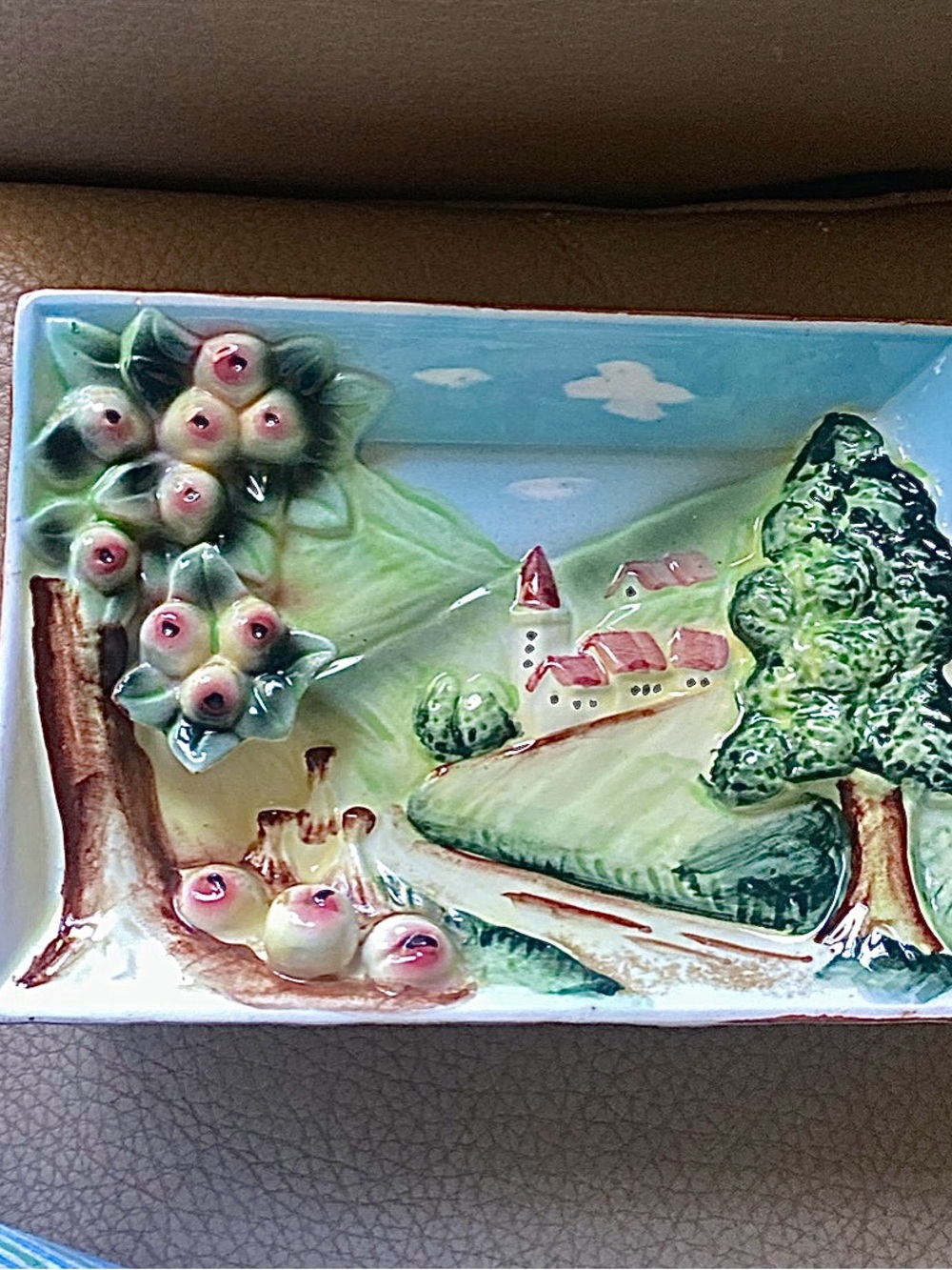 Hand-Painted 3D Ceramic scenic wall hanging